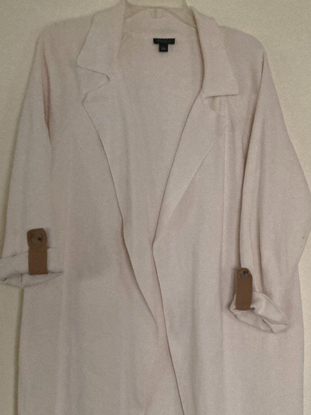 Ann Taylor Size Large Long Open Front Cream Colored Cardigan - Picture 3 of 6
